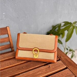 Hermès Courcheval Leather & Toile Bag